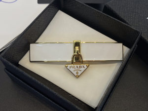 Prada Metal Hair Clip White Gold