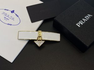 Prada Metal Hair Clip White Gold