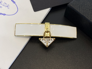 Prada Metal Hair Clip White Gold