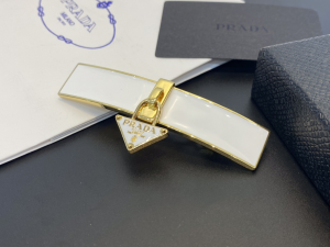 Prada Metal Hair Clip White Gold