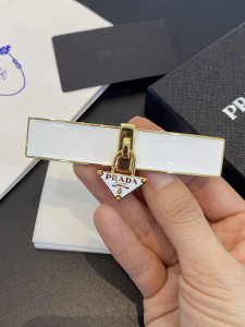 Prada Metal Hair Clip White Gold
