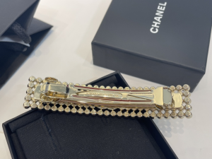 Chanel CC Diamond Hair Clip Black