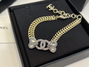 Chanel Crystal CC Heart Chain Necklaces
