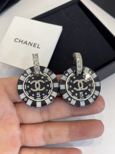 Chanel Crystal CC Round Earrings
