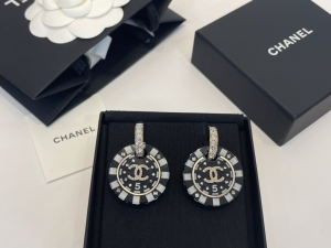 Chanel Crystal CC Round Earrings