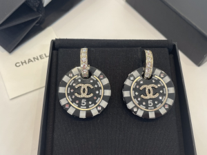 Chanel Crystal CC Round Earrings