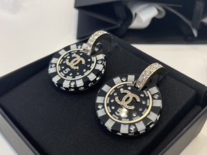 Chanel Crystal CC Round Earrings