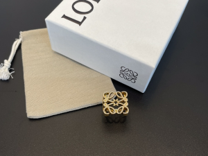 Loewe Pave Anagram Crystal Gold Rings