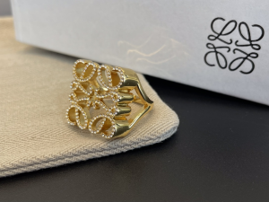 Loewe Pave Anagram Crystal Gold Rings