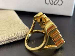 Loewe Pave Anagram Crystal Gold Rings