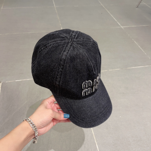 Miu Miu Denim Black Baseball Hat