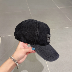 Miu Miu Denim Black Baseball Hat