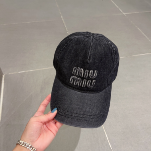 Miu Miu Denim Black Baseball Hat