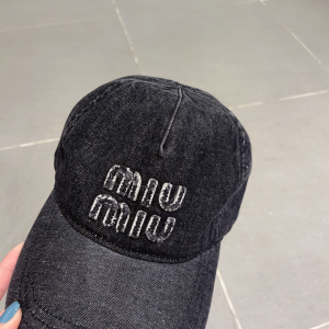 Miu Miu Denim Black Baseball Hat