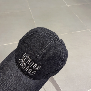 Miu Miu Denim Black Baseball Hat