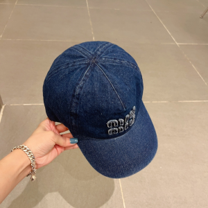 Miu Miu Denim Blue Baseball Hat