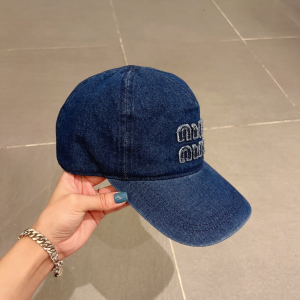Miu Miu Denim Blue Baseball Hat