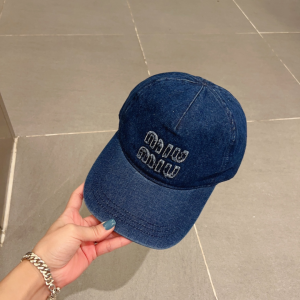Miu Miu Denim Blue Baseball Hat