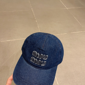 Miu Miu Denim Blue Baseball Hat