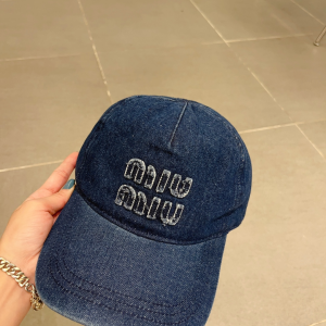 Miu Miu Denim Blue Baseball Hat
