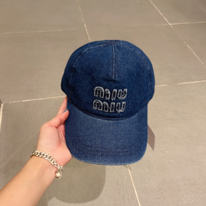 Miu Miu Denim Blue Baseball Hat