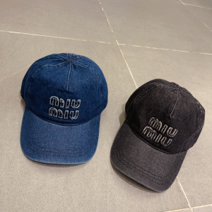 Miu Miu Denim Blue Baseball Hat