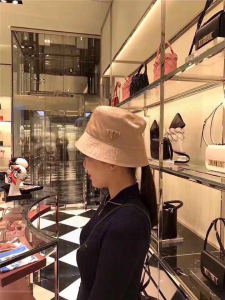 Prada Nylon Bucket Hat Beige