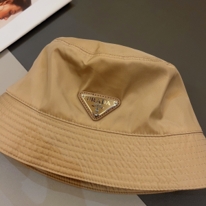 Prada Nylon Bucket Hat Beige