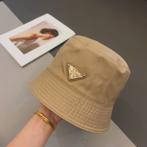 Prada Nylon Bucket Hat Beige