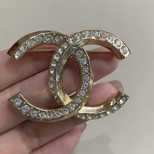 Chanel Crystal CC Logo Brooch