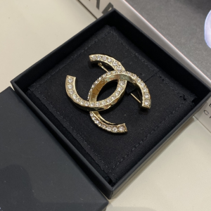 Chanel Crystal CC Logo Brooch