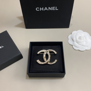 Chanel Crystal CC Logo Brooch