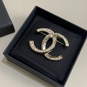 Chanel Crystal CC Logo Brooch
