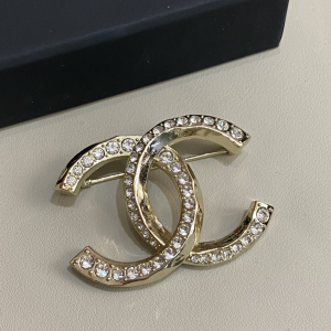Chanel Crystal CC Logo Brooch