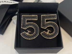 Chanel Black Leather NO5 Earrings