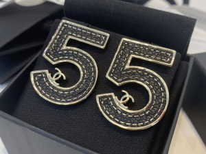 Chanel Black Leather NO5 Earrings
