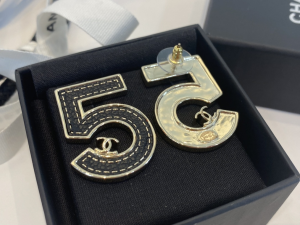 Chanel Black Leather NO5 Earrings