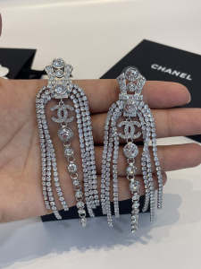 Chanel Crystal CC King Pendant Earrings