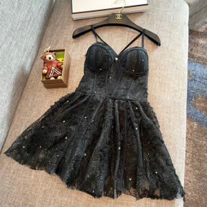 Chanel Black Lace Short Dress