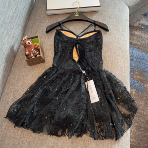 Chanel Black Lace Short Dress