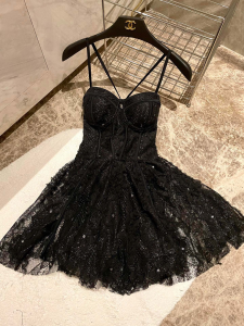 Chanel Black Lace Short Dress