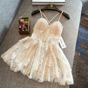 Chanel White Lace Short Dress