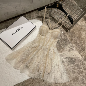 Chanel White Lace Short Dress