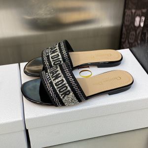 Dior Dway Flat Sandal Black