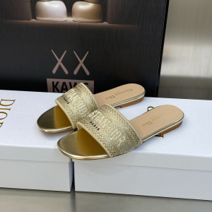 Dior Dway Flat Sandal Gold