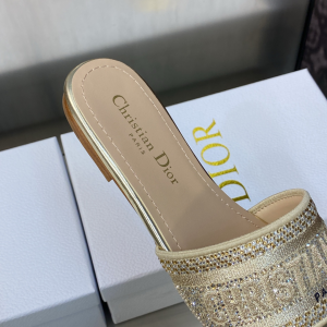 Dior Dway Flat Sandal Gold