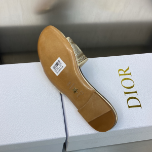 Dior Dway Flat Sandal Gold