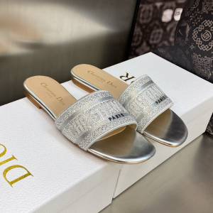Dior Dway Flat Sandal Silver