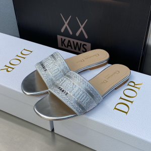 Dior Dway Flat Sandal Silver