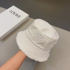 Prada Fabric Bucket Hat White